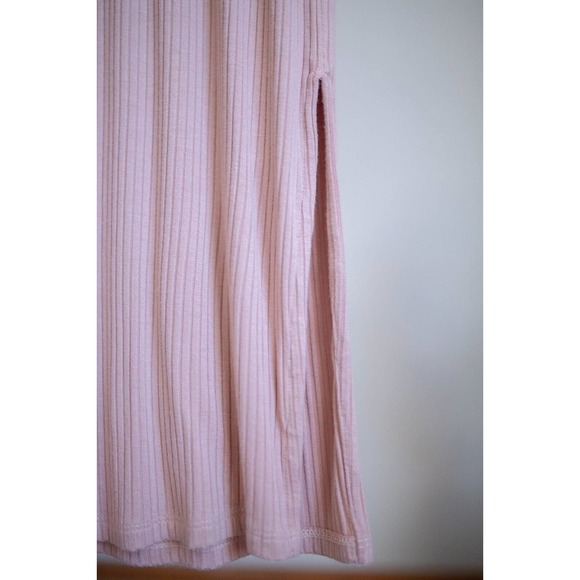 TOPSHOP Pink Ribbed Choker Scoop Neck Midi Dress Side Slits SZ 6 - Picture 5 of 7